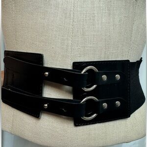 Antoniazzi Firenze genuine leather made in Italy Black Double Buckle Waist Belt
